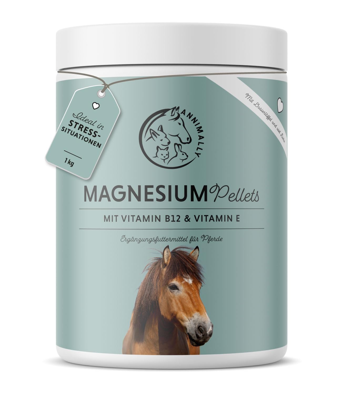Annimally Magnesium Pellets für Pferde 1 kg - Magnesiumacetat & Magnesiumoxid für höchste Bioverfügbarkeit