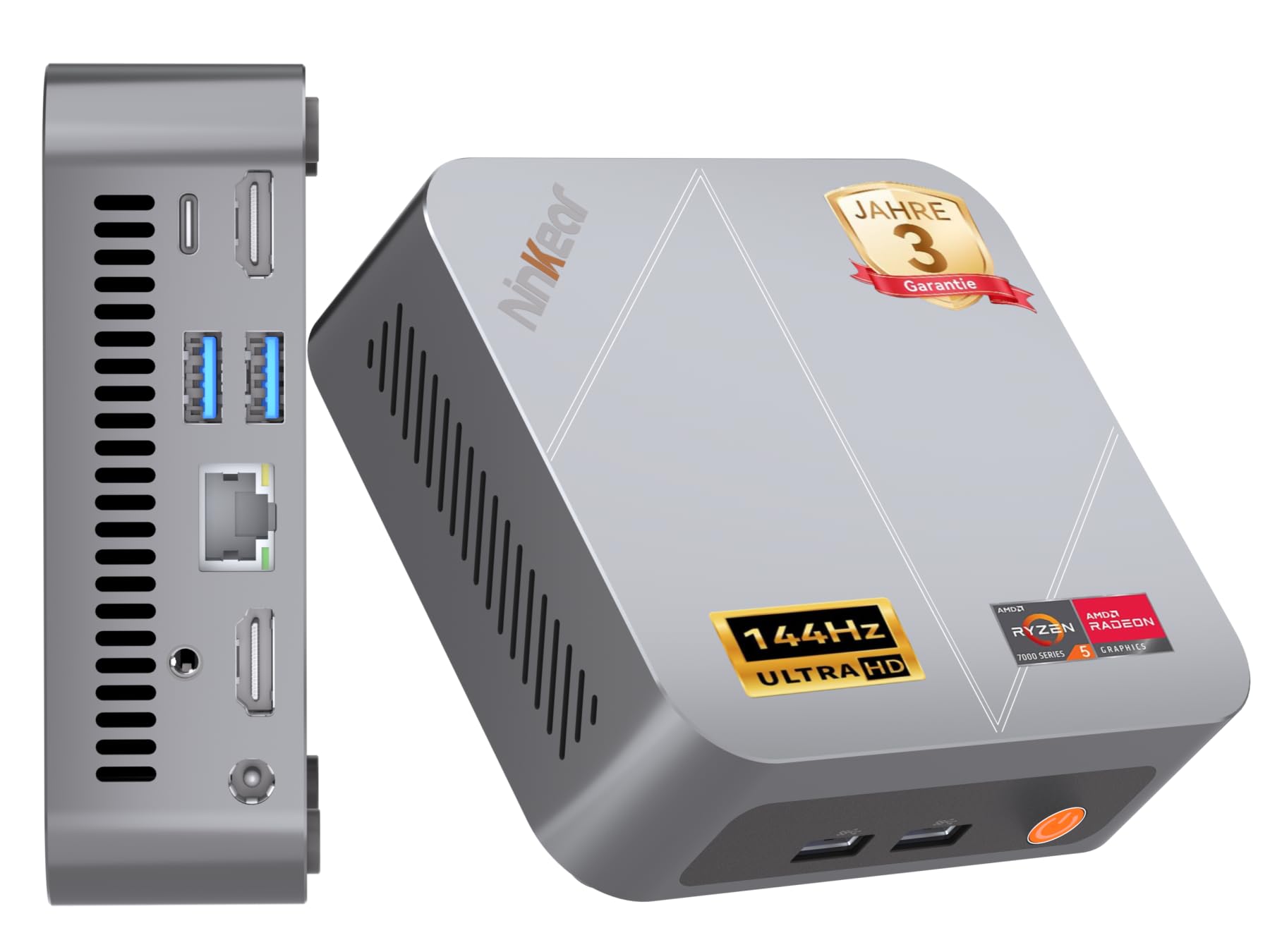 Ninkear Mini PC Win11, Mini Computer mit AMD Ryzen 7430U(Bis zu 4.3 GHz), 16GB DDR4 RAM 512GB SSD Gaming PC, 8K DREI Displays, HDMI*2, USB 3.0/Type-C/WiFi 6/BT 5.2, Geeignet für Arbeit und Freizeit