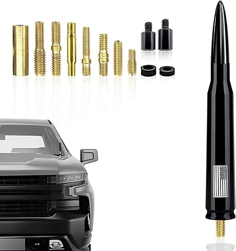 Miniatura 16 de Ajxn 1 - Antena de bala para automóvil, camión, mástil de antena de automóvil, accesorios de camionetas, color dorado