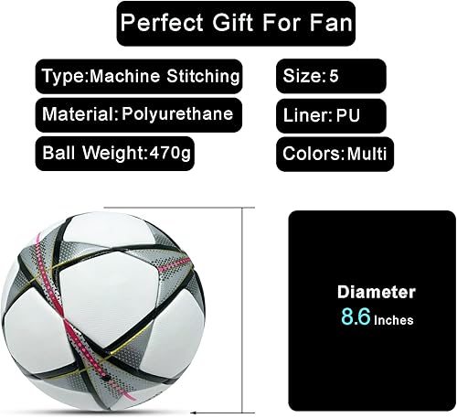 Miniatura 2 de Balón de fútbol de la Champion, talla 5, réplica oficial del partido, perfecto para fanáticos del fútbol, entrenamiento y juego.