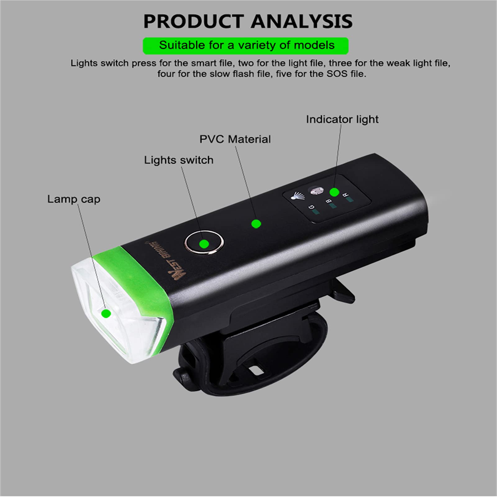 Lampe de Vélo avec Klaxon LED Lampe de Poche Avant Capteur Rechargeable USB Lampe de Vélo Automatique VTT Vélo de Route Phare de Vélo