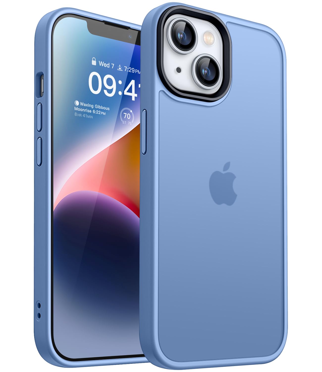 CANSHN Cover Opaca per iPhone 13 e iPhone 14(6,1 Pollici), Custodia Traslucida Opaca Protettiva Sottile Antiurto - Blu Chiaro