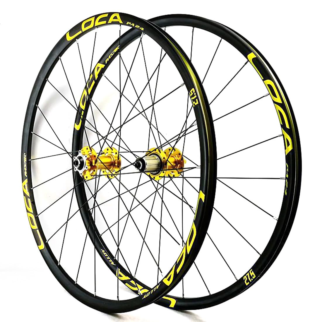 QHYRZE 26/27.5/29" Mountain Bike Wheelset Quick Release Disc Brake MTB Wheel 24H Rim QR Front 100mm Rear 135mm,For 7-12 Speed Cassette(Gold,29'')