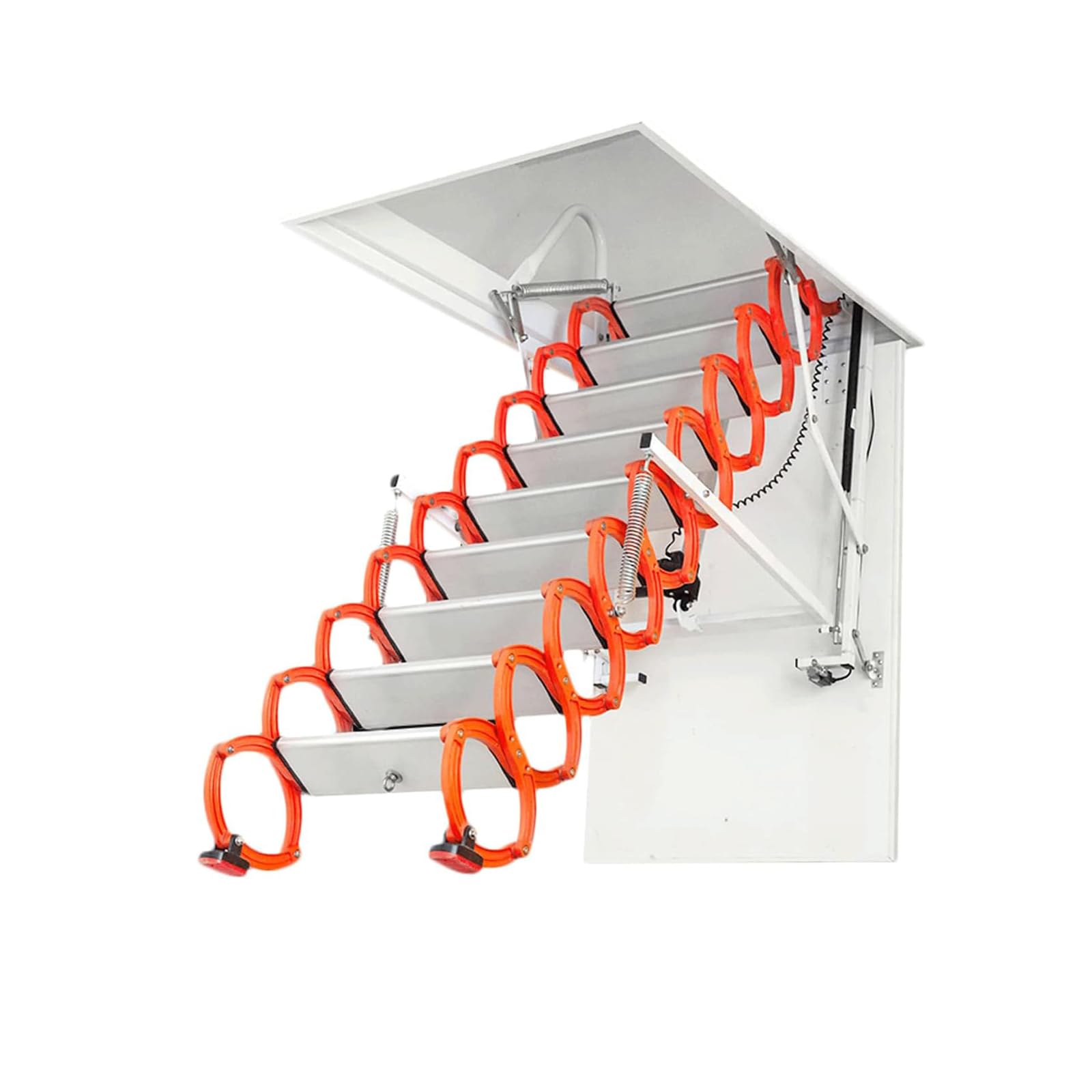 Folding Attic Ladder, Remote Control Telescopic Attic Ladder Titanium Magnesium Alloy Indoor Ceiling Mount Telescopic Ladder