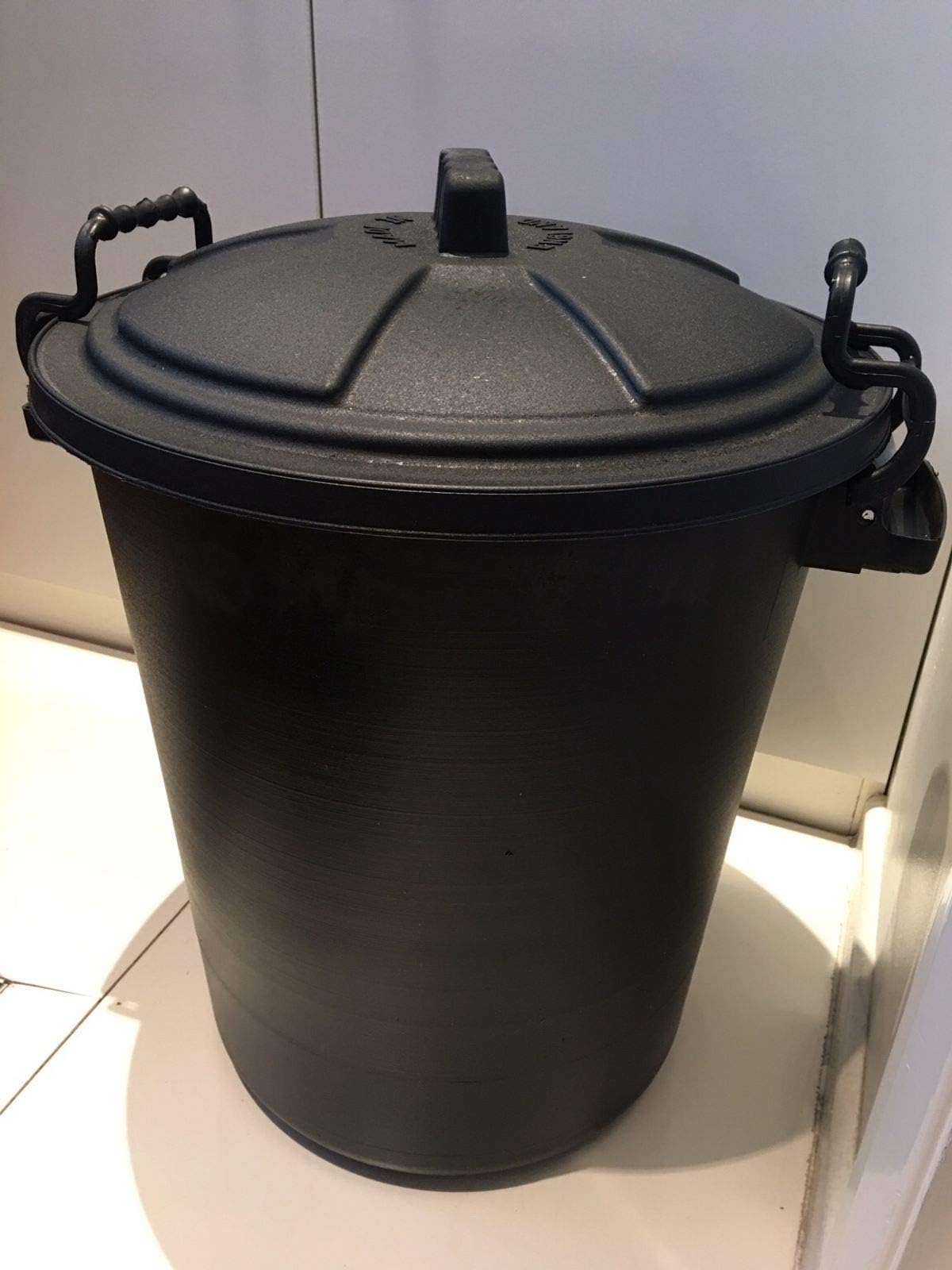 Easy Shopping BLACK 50 Litre Heavy Duty Plastic Bin Dustbin Storage ...