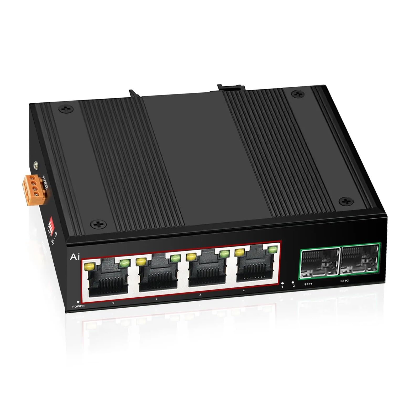 OSHZIKJII Industrial Switch Gigabit Switch 6 Port 100/1000Mbps Ethernet Switch Unmanaged