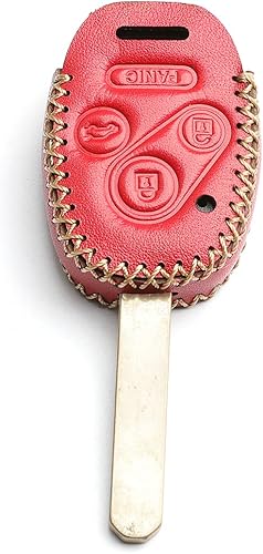 Miniatura 7 de Cuero para Honda Accord Crosstour CR-V Civic Pilot Element Remote 4 Botones Funda Funda Llavero Cadena Fob (negro)