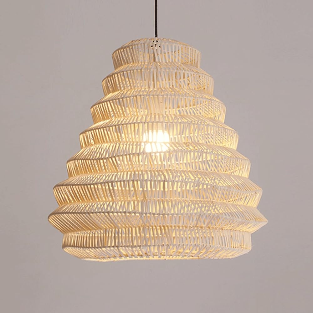 YNAHZAOK Pendant Light with Rattan Wicker Lampshade Wabi-sabi Style Natural Materials Hanging Lamp Adjustable Height Easy to Install Light Fixture for Kitchen Island Pastoral Hand Woven Pendant Lamp