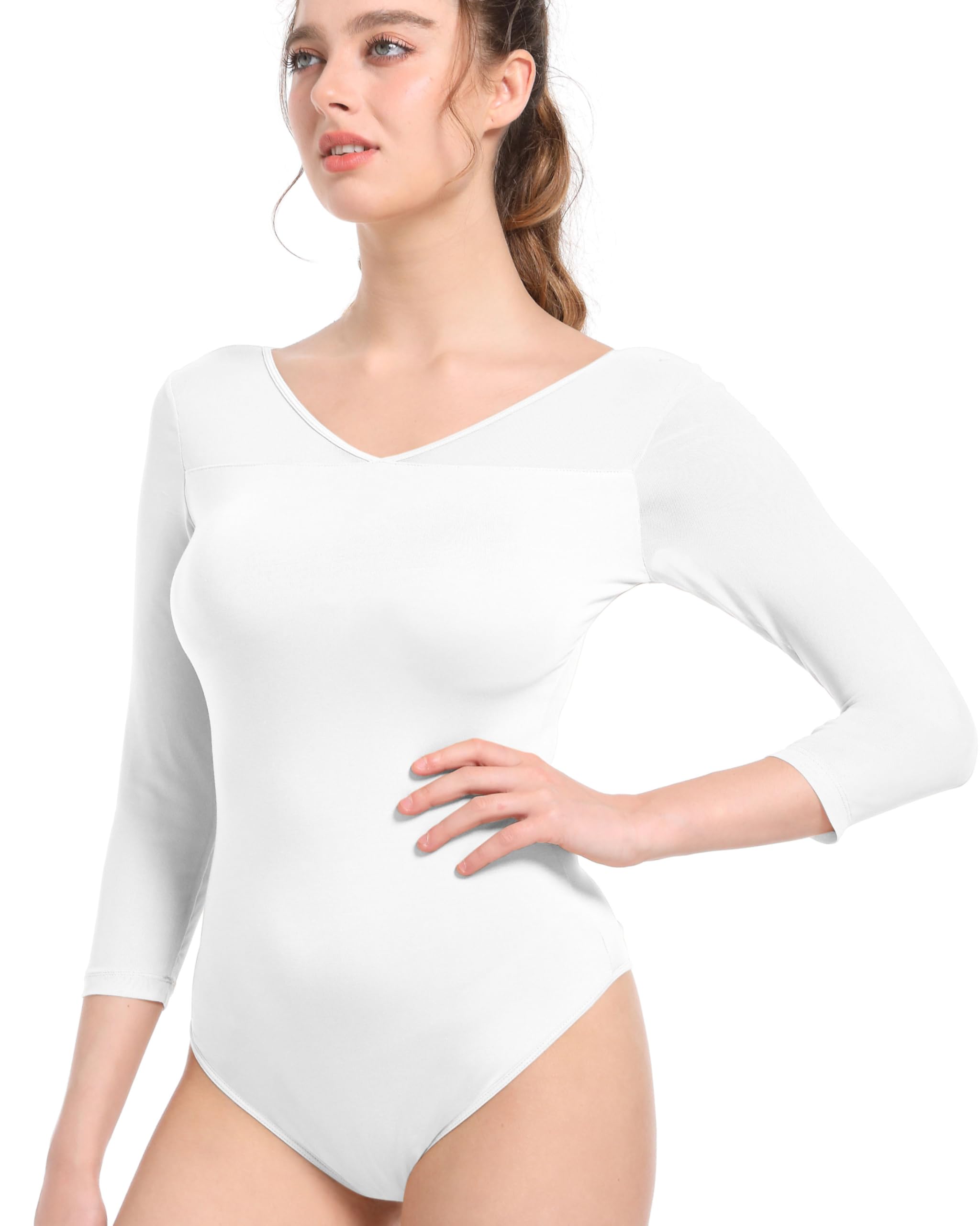 GJY Donna Bodysuit, Bodysuit Sexy Collo a V Manica Lunga Maglia Backless Tops, Jumpsuits Tops Leotard, Abiti Corpo per Uscire