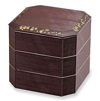 Amazon｜山中塗 溜塗 焼杉 三段重 6.0 溜さくら M12472-9｜重箱