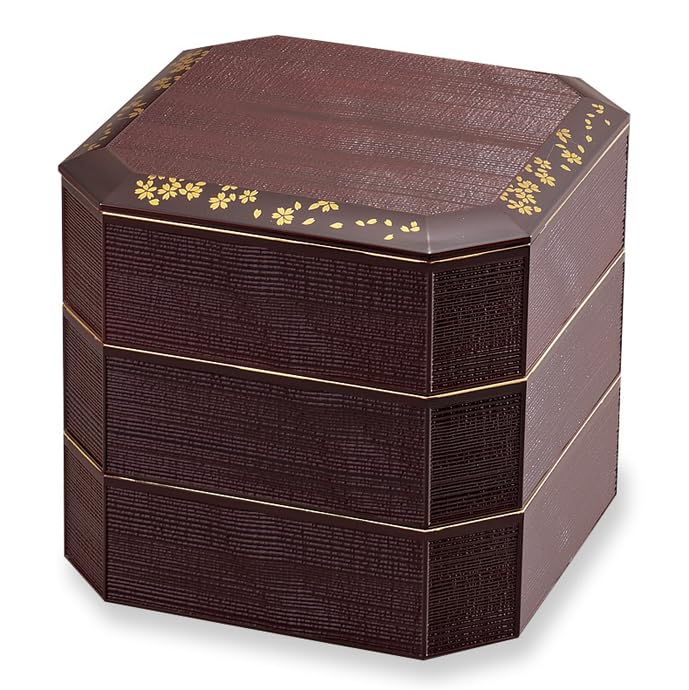 ♡お茶会にも♪お値下げしました【新品✨未使用】山中漆器☆御銘々皿五組セット価格 Amazon｜山中塗 溜塗 焼杉 三段重 6.0 溜さくら M12472-9｜重箱