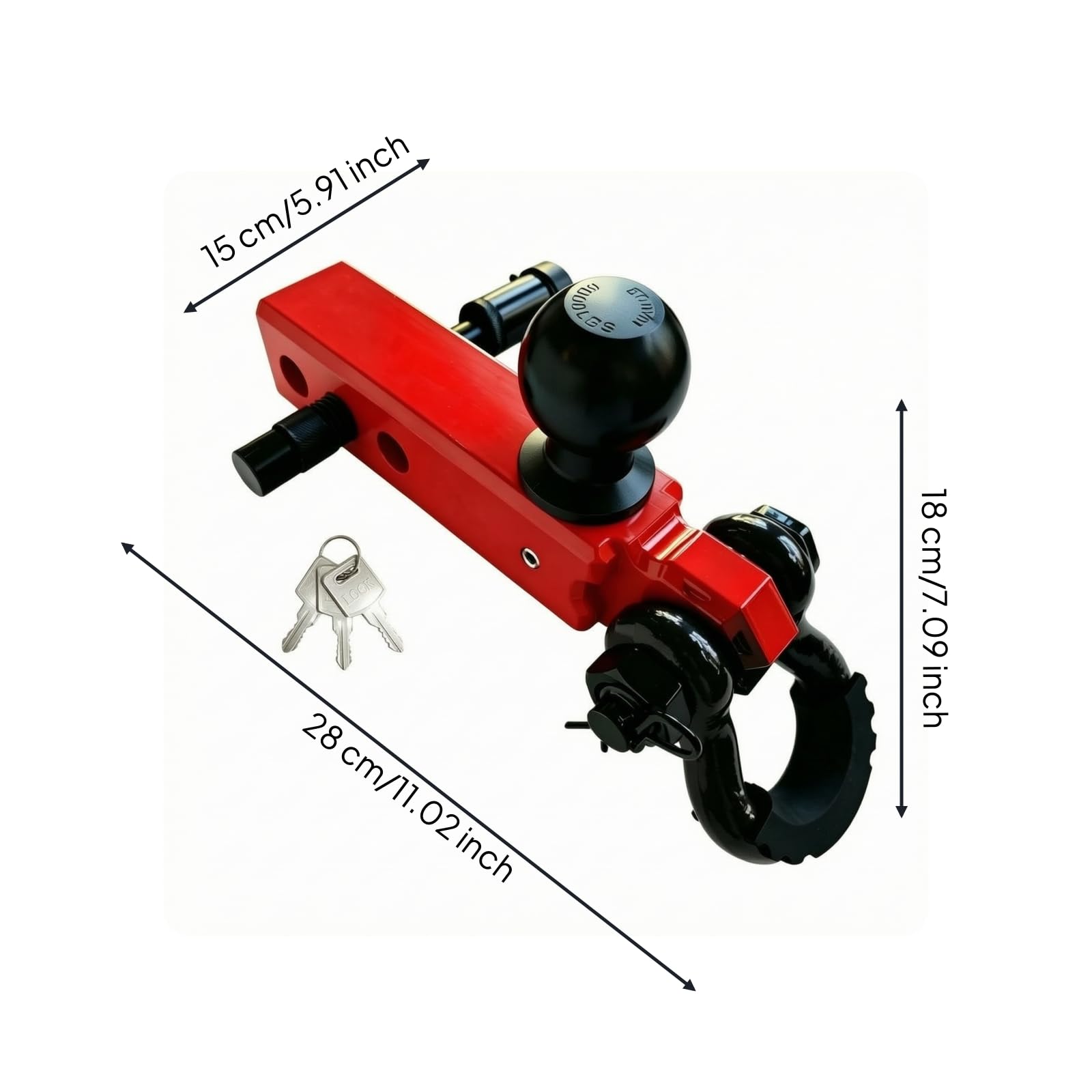 Milageto Adattatore per Gancio Traino Robusto Resistente, Accessorio, per Fuoristrada, Automobilisti, Nero