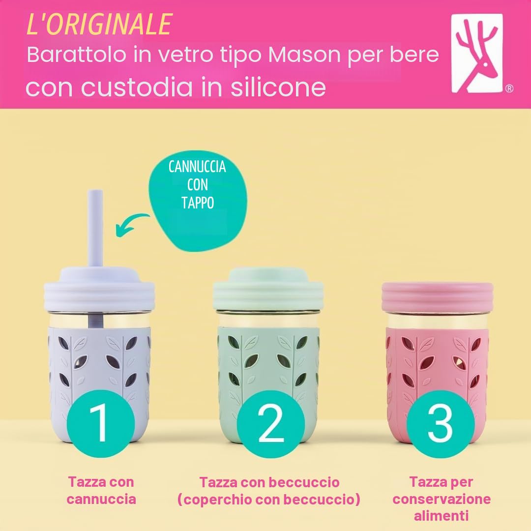 Elk and Friends Barattoli di vetro per bambini da 226,8 g + maniche +