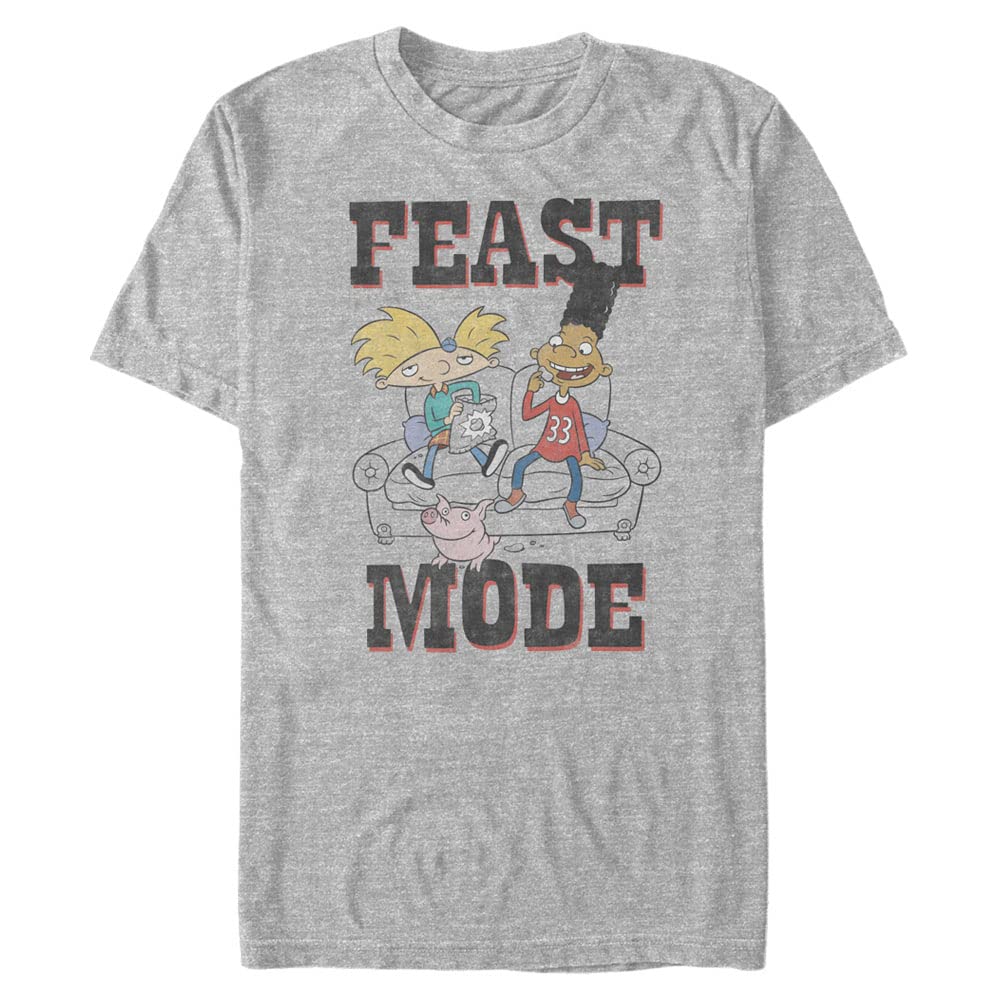 NickelodeonBig & Tall Hey Arnold Feast Mode Men's Tops Short Sleeve Tee Shirt, Athletic Heather, 3X-Large