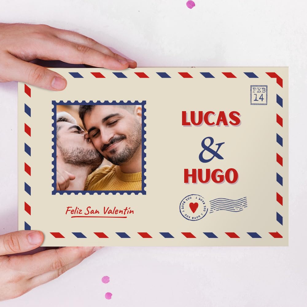Transparent Gift Caja de Chuches Postal Personalizada con Foto y Textos. Cajas de Dulces. Regalos Originales para Mujer y Hombre. Regalos Personalizados para Parejas en San Valentín y Aniversario