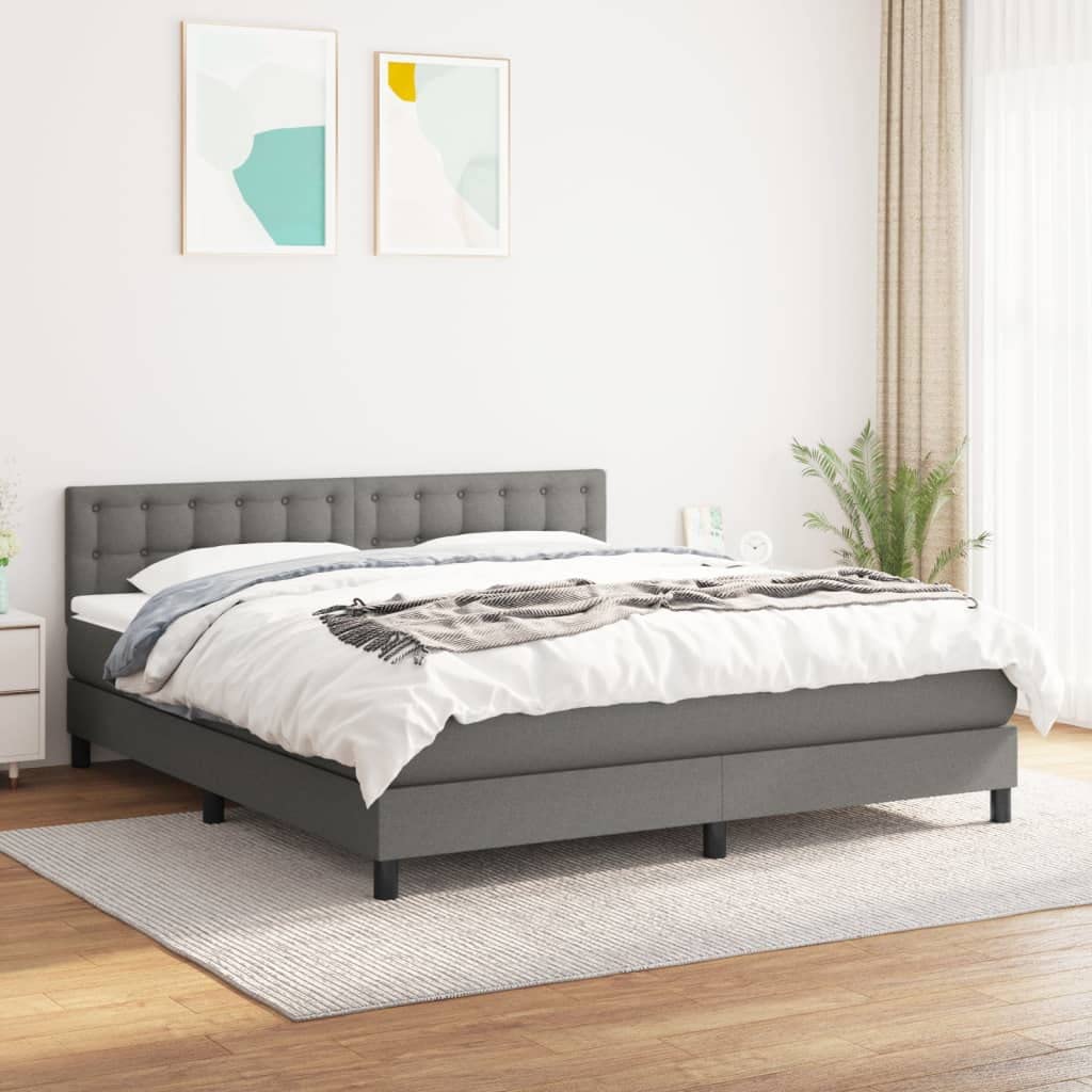 Somier de cama de colchón (180 x 200 cm), color gris oscuro