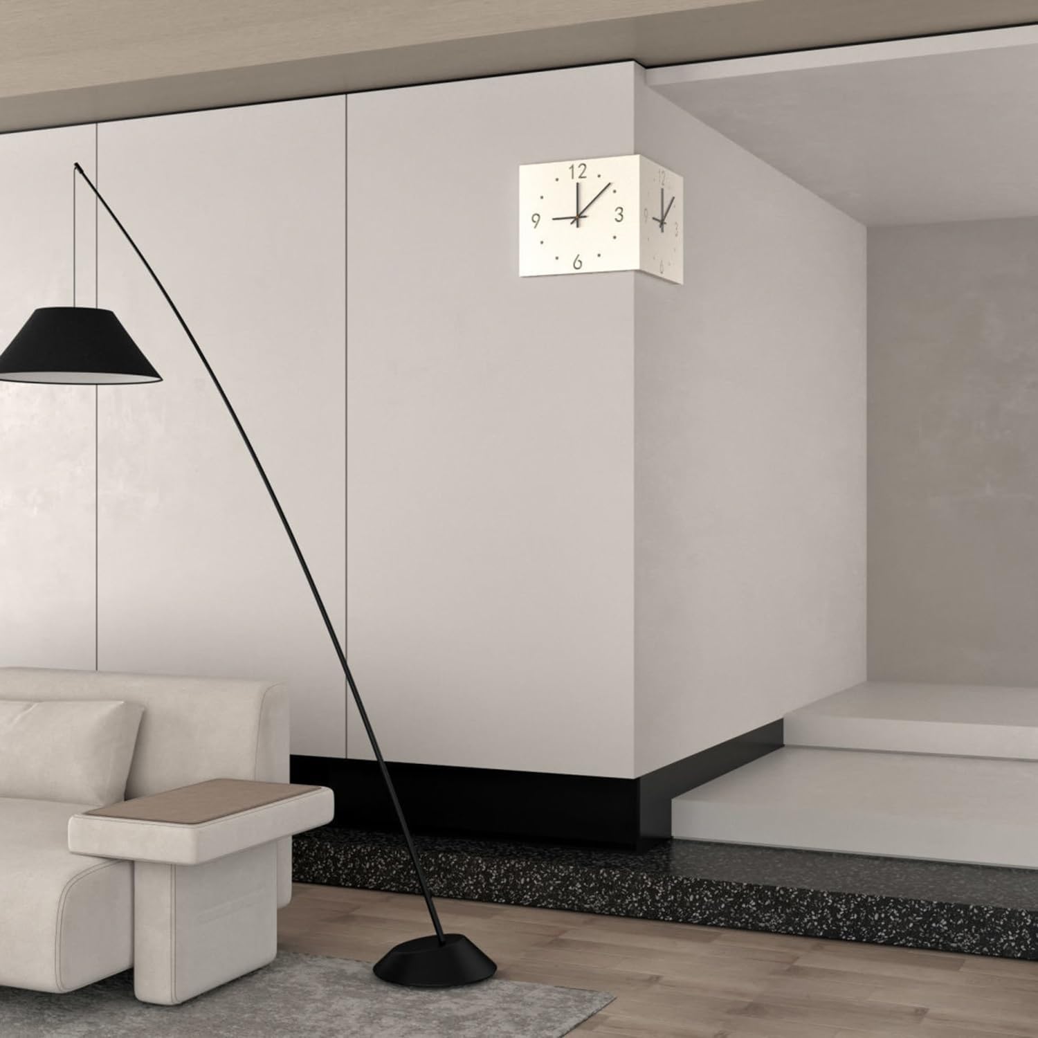 Reloj de pared digital de esquina, diseño silencioso de doble cara para sala de estar moderna, fácil instalación, batería no incluida