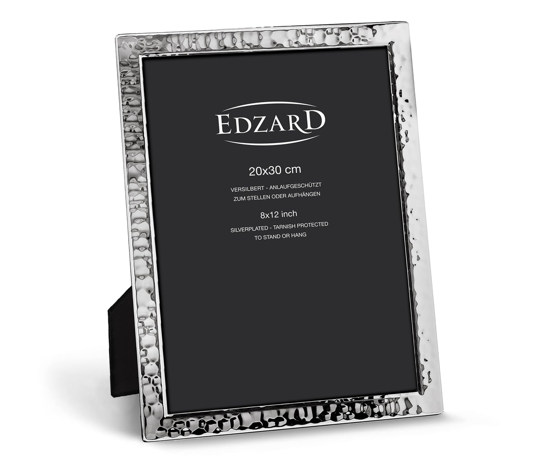 EDZARD Marco de Fotos Pavia para Foto de DIN A4 = 21 x 29,7 cm, Plateado, Protegido contra el deslustre, Pared Trasera de Terciopelo, con 2 colgadores