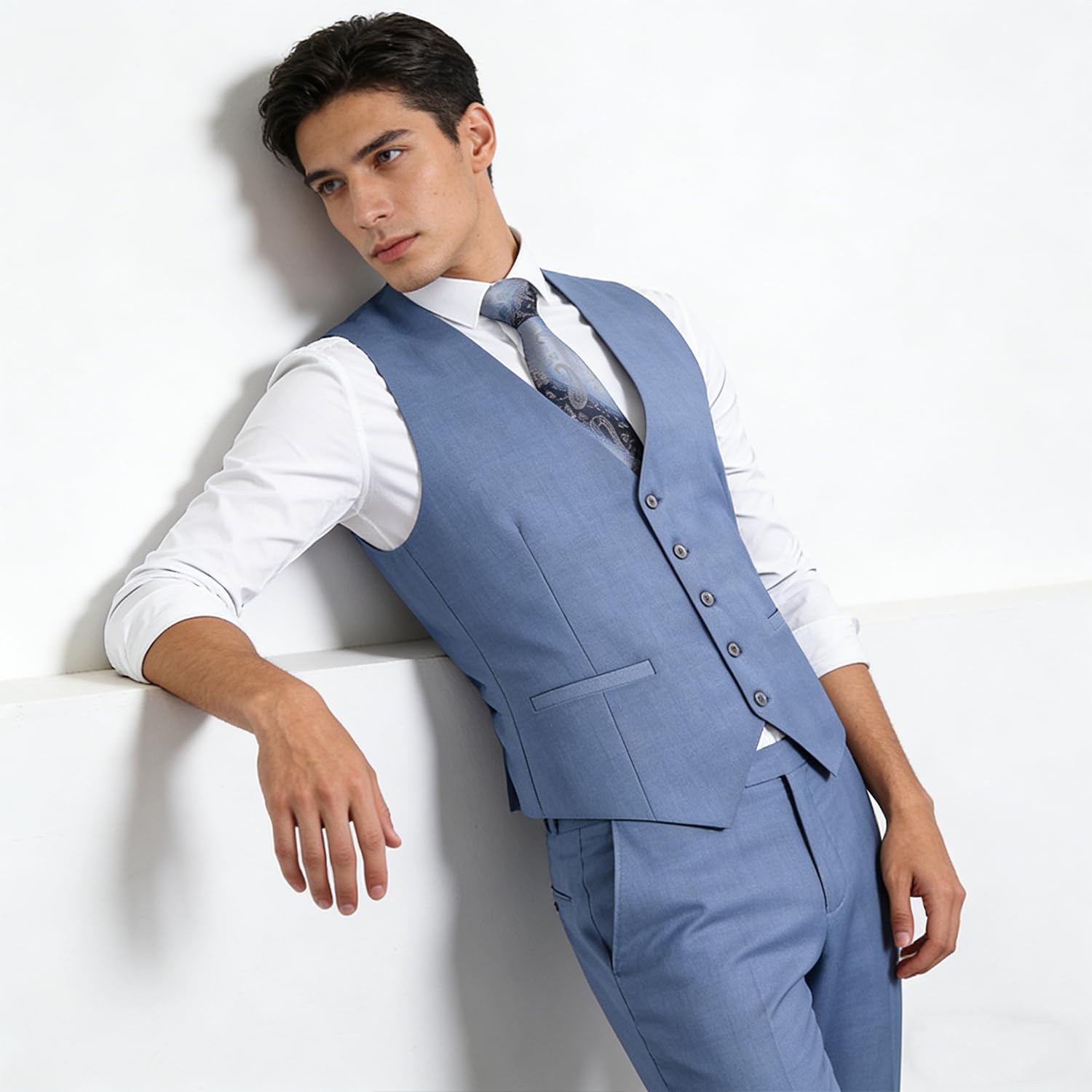 Alizeal Mens Classico Tinta unita Vestito Da Affari Gilet Vestibilità Regolare Smoking Gilet