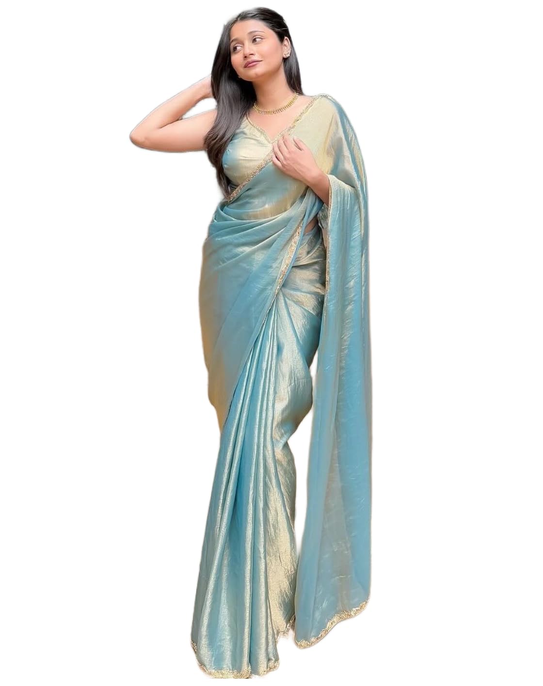 Women's Soft Zimmy Choo Fandy Silk Saree With Hand Work Lace Boarder & Comes With Unstitched Blouse Piece (Chhaava)