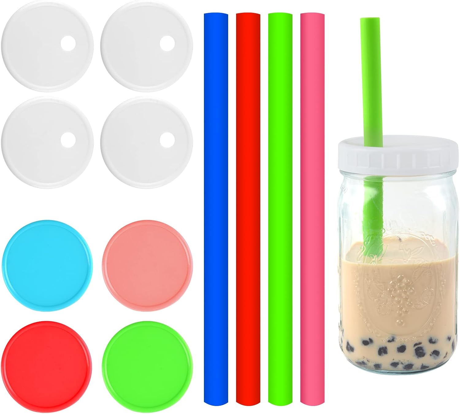 12 pieces 24oz ball jar wide mouth lids set 4 Pieces boba
