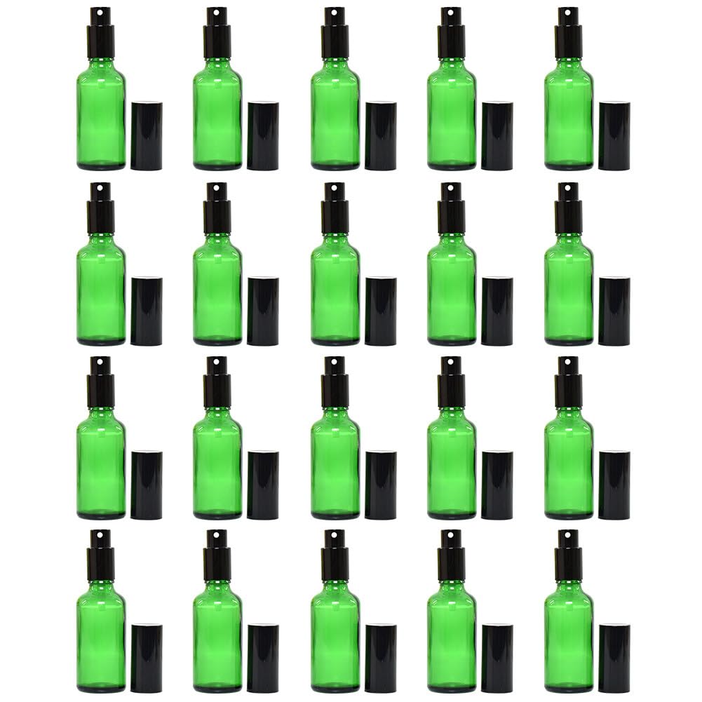 20 flaconi spray da 10 ml in vetro verde vuoto, kit viaggio flaconi per nebulizzazione fine nebulizzatore in vetro flacone vuoto riutilizzabile per oli essenziali, profumo, aromaterapia, farmacia