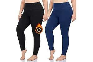 2 Pack Women's Plus Size Fleece Lined Leggings-Thermal High Waist Stretchy Yoga...