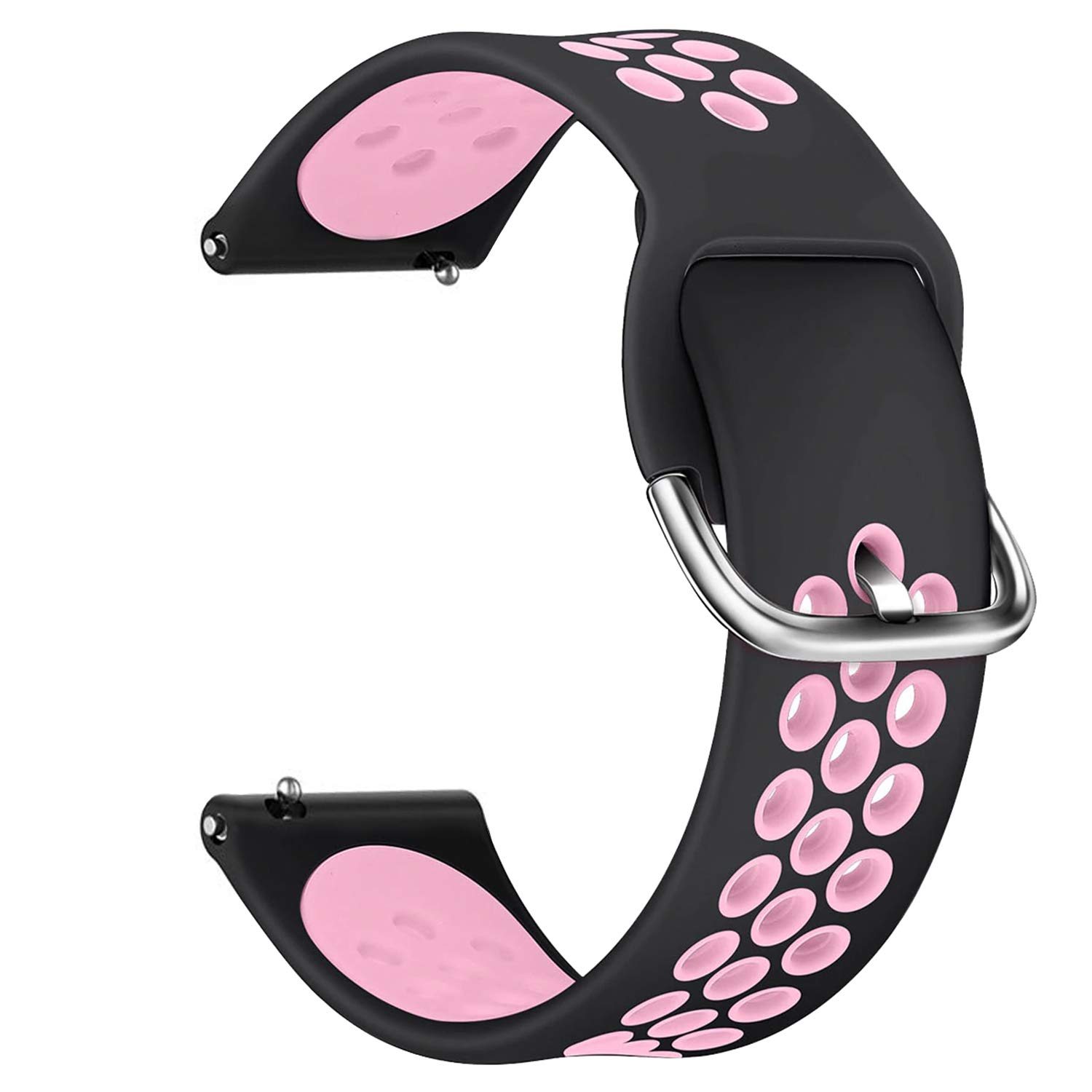Microsonic Samsung Galaxy Watch 3 45mm Rainbow Sport Band için Kordon Siyah Pembe