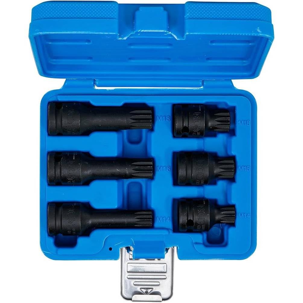 D-Work - Set di boccole a percussione, 6 pezzi, 12,5 mm (1/2), dentatura multipla interna XZN M14-M18, resistenza e precisione