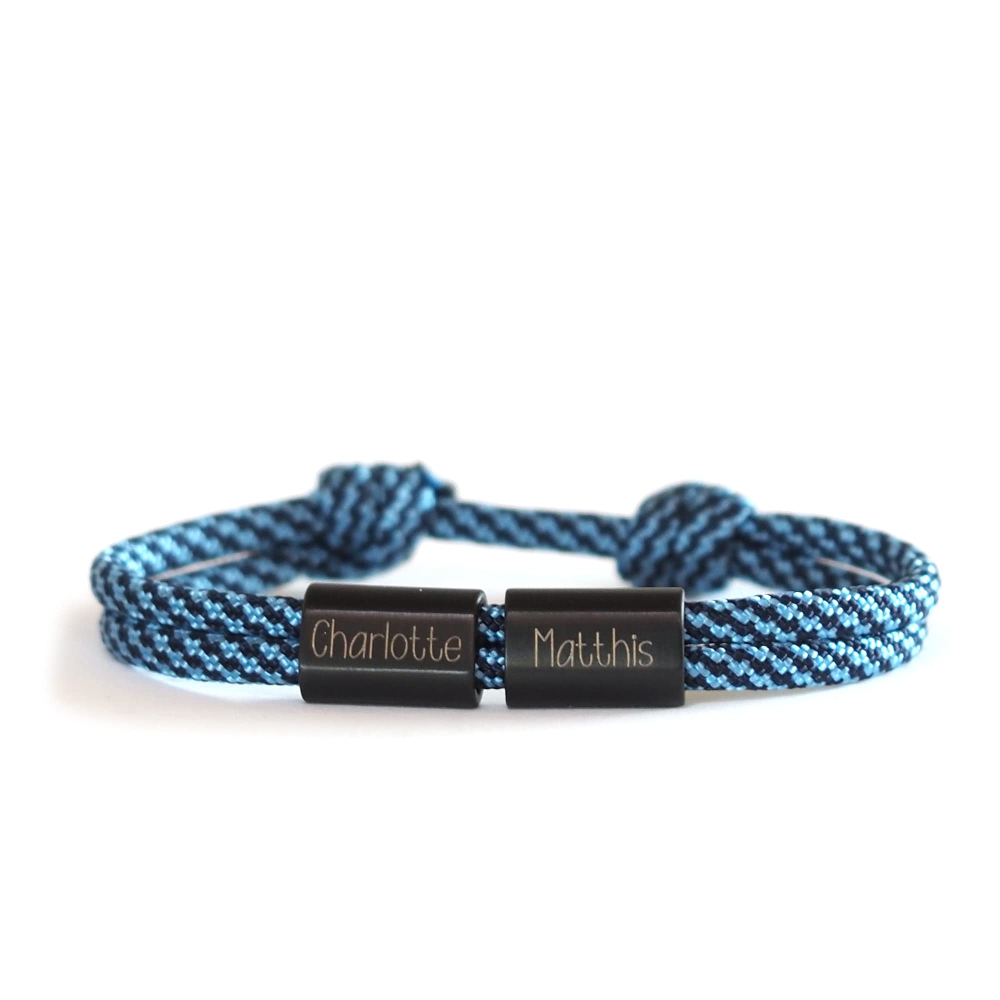 personalisiertes Herren Gravur Armband aus Edelstahl mit Wunschgravur, Surferarmband, Segeltau, für Ihn - Vatertag
