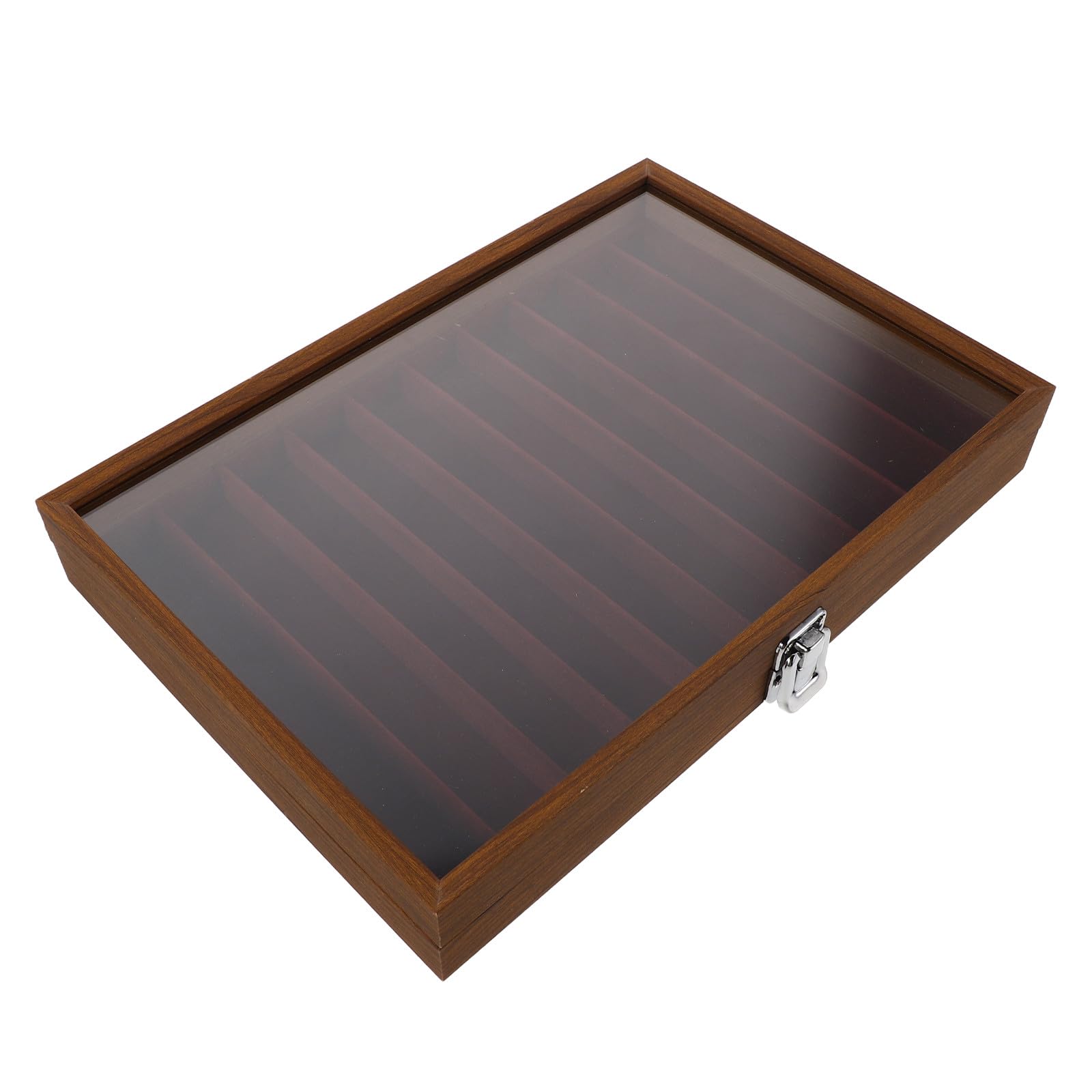 Organizador de Collares de Madera con Tapa de Cristal Transparente Caja para Collares Largos con 10 Compartimentos Estuche a Prueba de Polvo para Exhibir y Proteger Joyas el