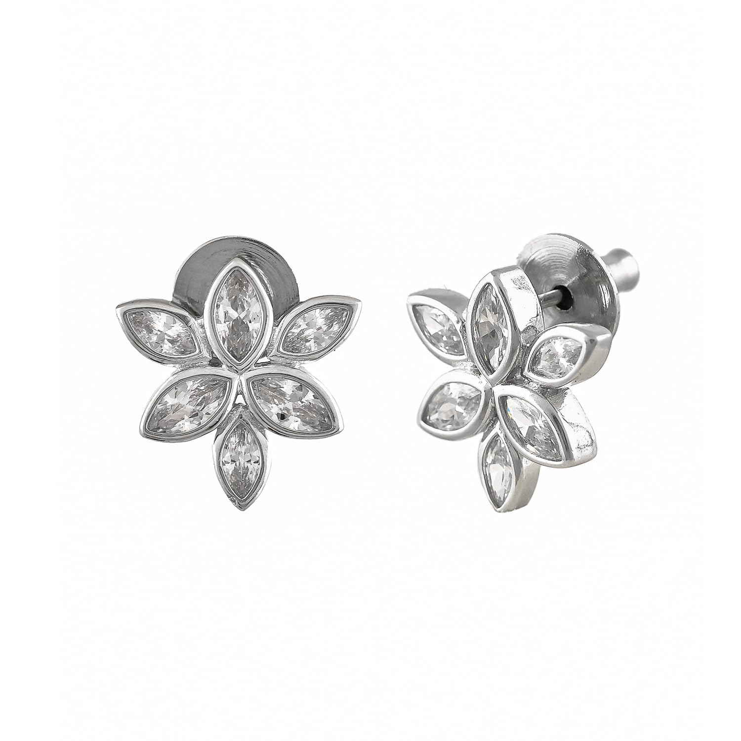 Voylla Valentines Day 925 Sterling Silver Cz Cluster Petal Stud|Gift For Her|Valentines Gift For Her| (B0CS3R8DQL) Amazon Price History, Amazon Price Tracker