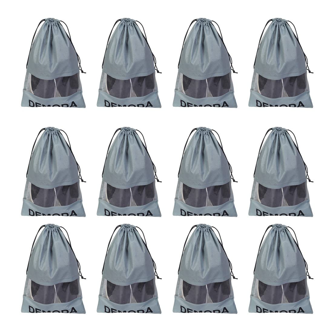 DemodaShoe Bags Covers Multipurpose Bag Drawstring Bag Pouch(Pack of 12) 12x18, Navy Blue,Black, Free size