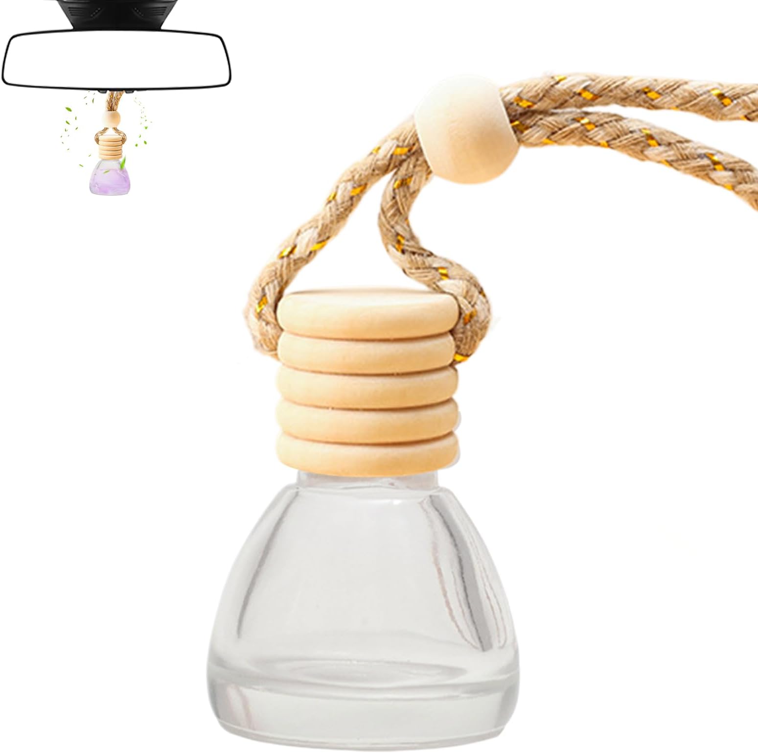 Air Freshener Bottle – Empty Car Diffuser Bottle | Refillable Car Perfume Bottle | 10 ml Liquid Container for Vehicle Aroma with Internal Refill for Trucks and Saloon