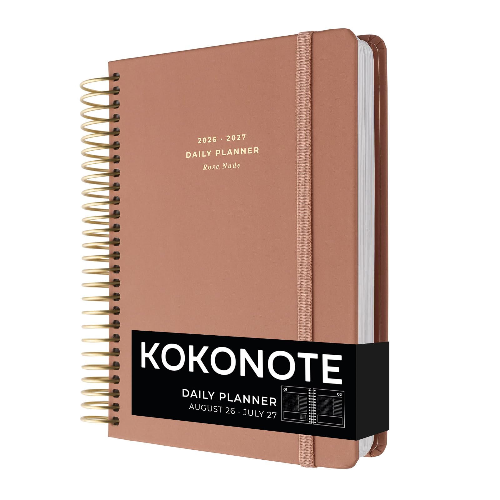 Kokonote A5 Academic Diary 2026-2027 Page a Day - Rose Nude | Back to School Planner 2026-2027, Mid Year Diary 2026 2027 Day per Page, A5 Planner | Aesthetic Stationery Gifts