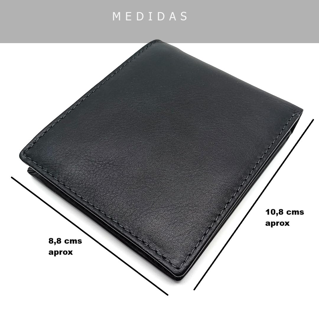 Cartera Hombre Piel Americana SIN Monedero - Hecho a Mano - 10094 Negro
