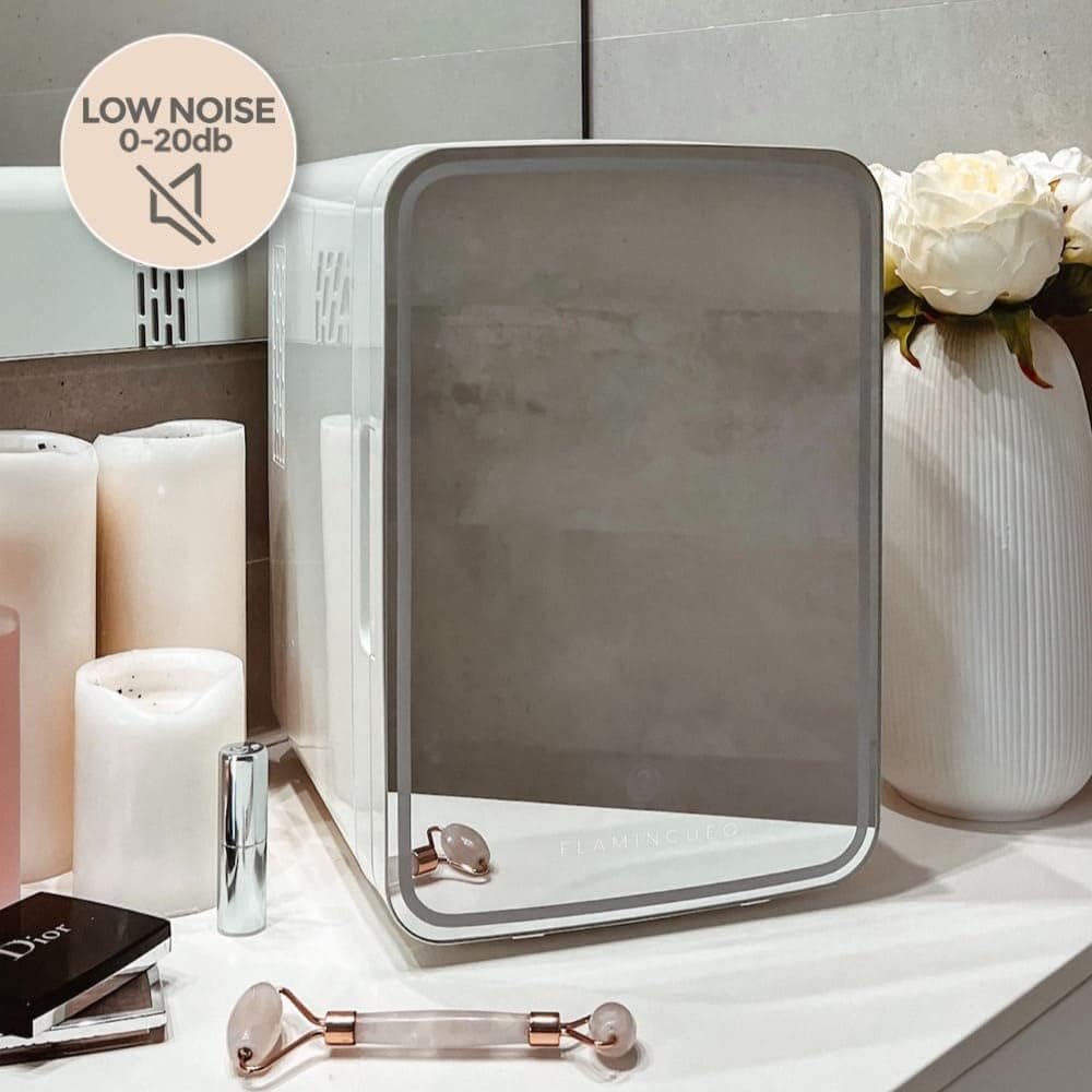 Flamingueo Frigorifero Piccolo - Mini Frigo 10L Con Specchio Led, Portatile 12V/220V, Da Camera, Ufficio, Auto, Raffreddamento e Riscaldamento Flamingueo Frigorifero Piccolo - Mini Frigo 10L Con Specchio Led, Portatile 12V/220V, Da Camera, Ufficio, Auto, Raffreddamento e Riscaldamento