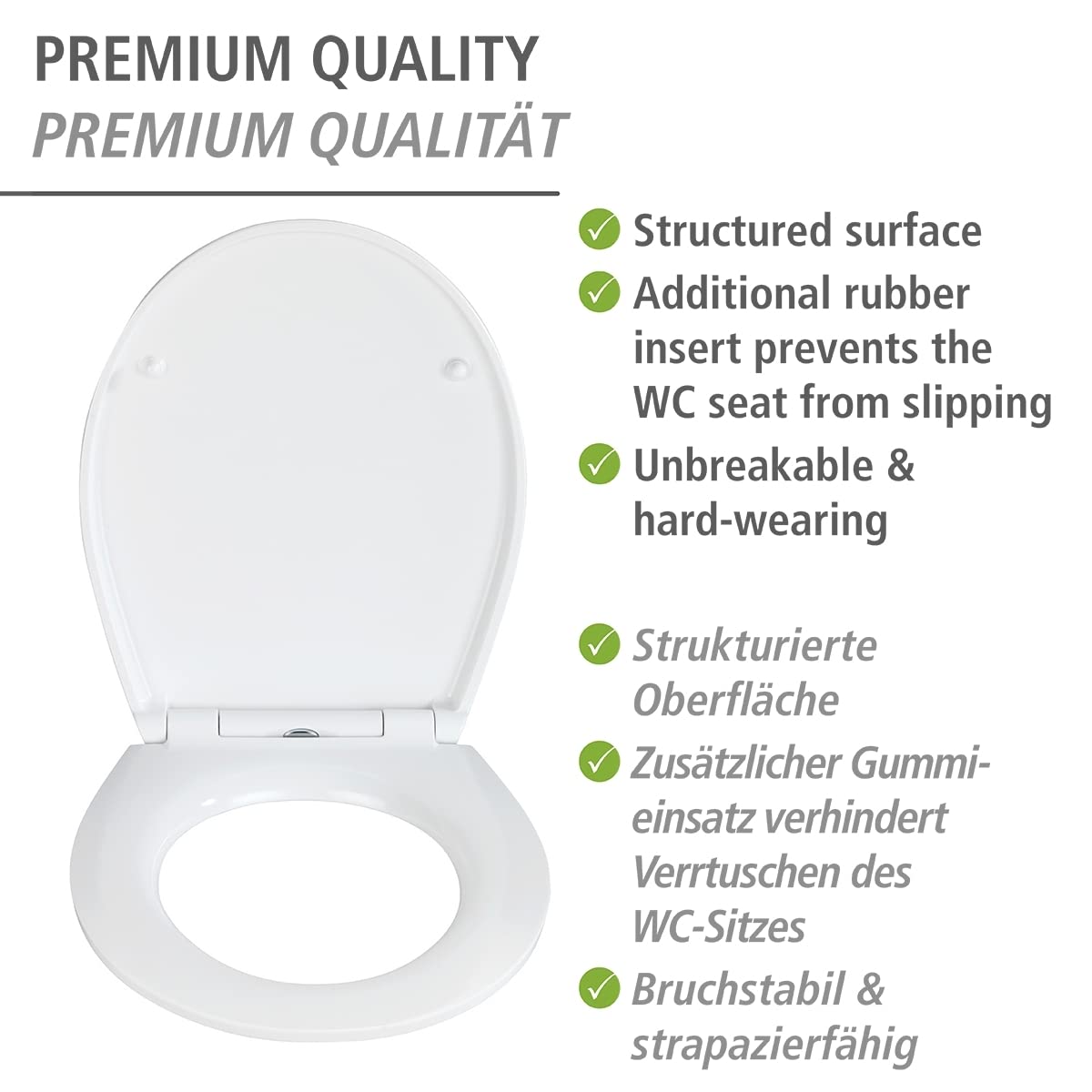 Wenko 24066100 Premium Peony con Sedile WC in Rilievo con abbassamento Automatico, antiruggine, Fissaggio igienico in Acciaio Inox