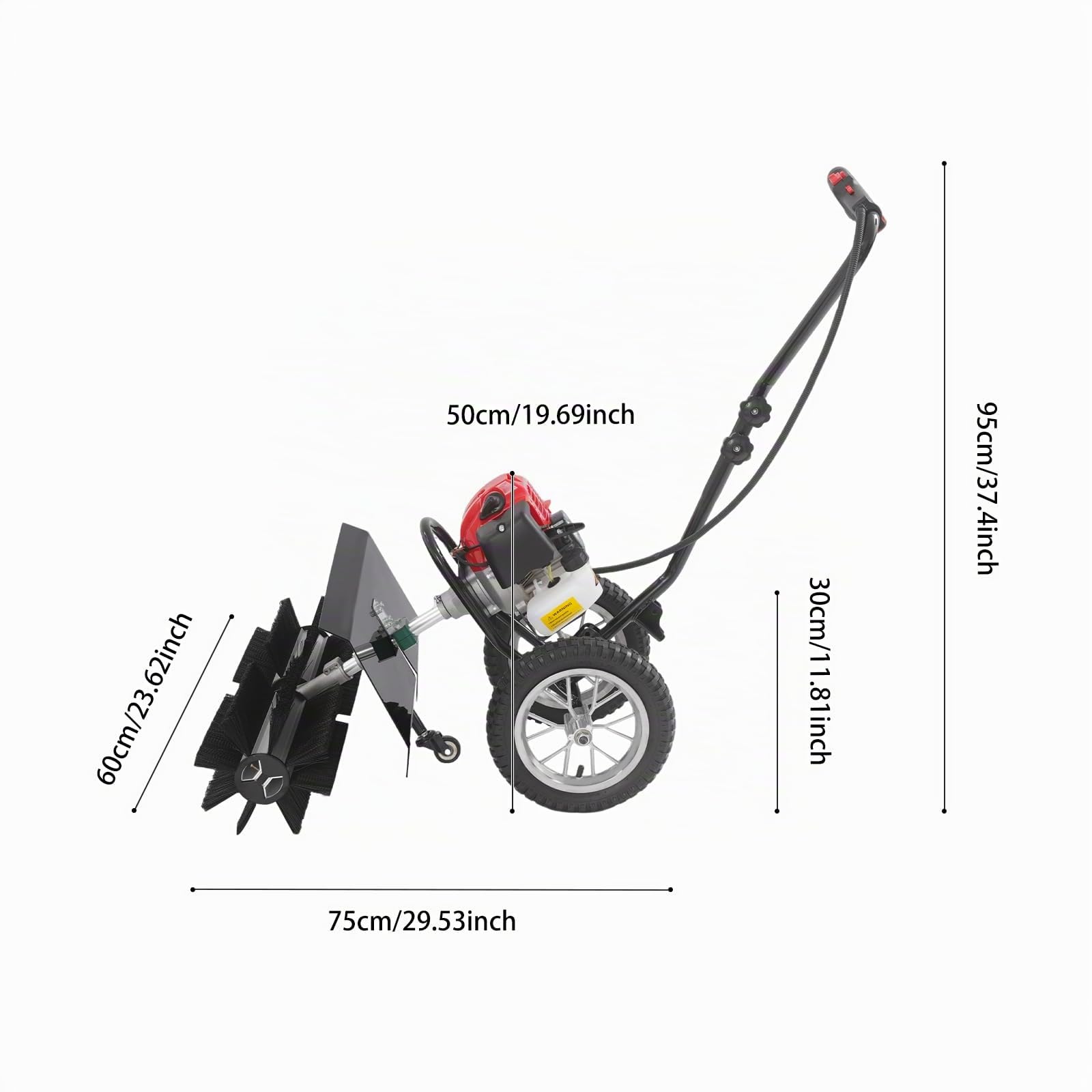 2 Takt Schneefeger, 43CC Kehrmaschine, 1.7hp MotorbesenSchneefräse, Benzin Motorbesen Schnee Sweeper für Kunstrasen, Naturrasen, Gehwege
