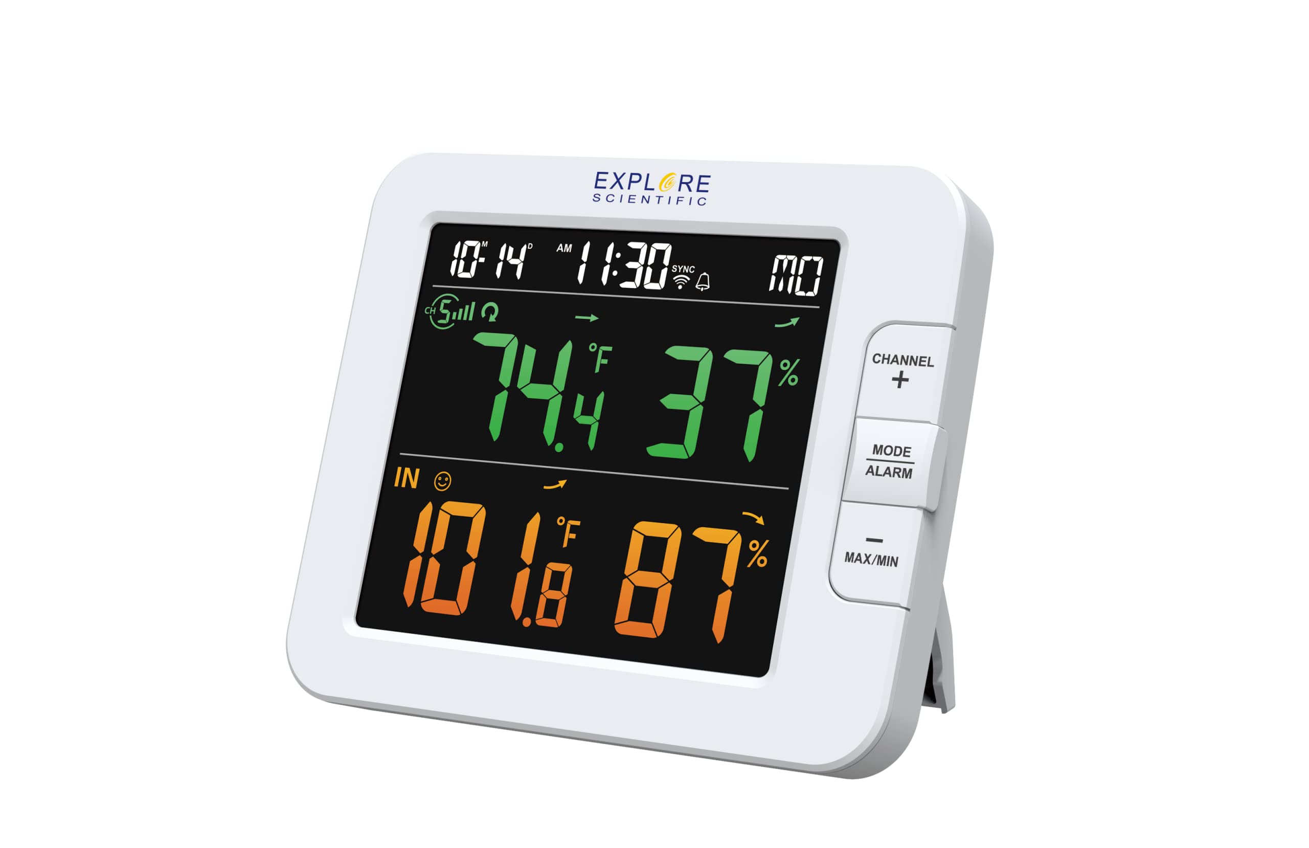 Explore Scientific WSH4102 Intelligente Wetterstation Multi-Channel mit Wireless-Sensor, Weiß