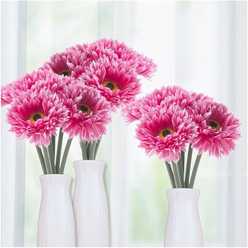 Factory Direct Craft Flores artificiales de áster rosa brillante (3 piezas) las flores de seda se pueden colocar en un recipiente para un arreglo