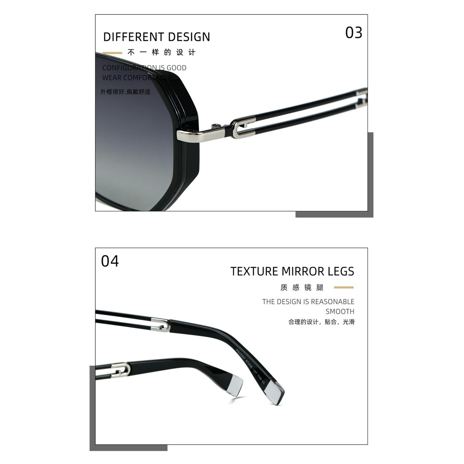 Sonnenbrille Damen Damenmode Gradient Polygonal Geht Aus Strand Straße Schießen Pendeln Sonnenviser-c48 Goldrahmen Progressives Grau