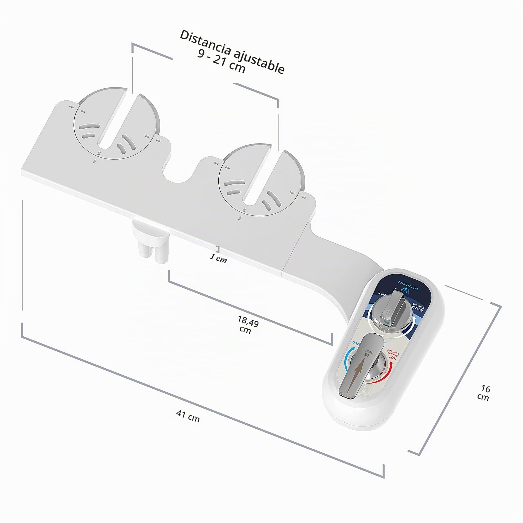 Bidet para WC Izquierda - agua tibia Bidet para Inodoro Bidet No Eléctrico, Ducha WC Adaptador Doble Boquilla. Inodoro con Chorro de Agua - Duchas Bidet Higienicas