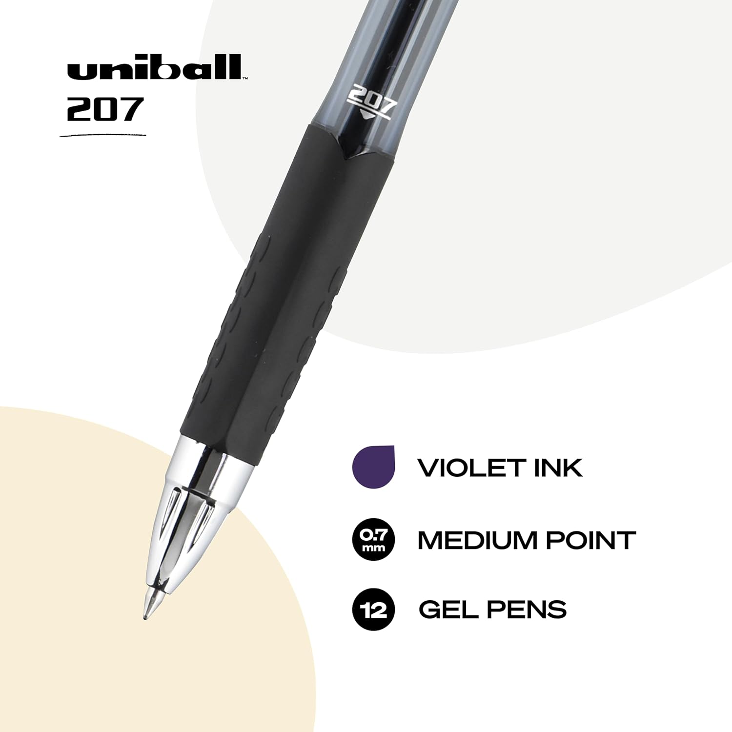 207 Retractable Gel Pens, Pack of 12, and Uniball Signo 207 Black Gel Pen 12 Pack, Office Supplies