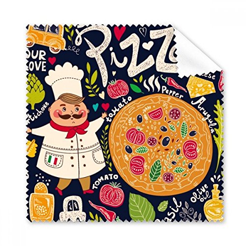 Cadeau original essuie écran et chiffon lunettes motif cuisine italienne pizza 5x
