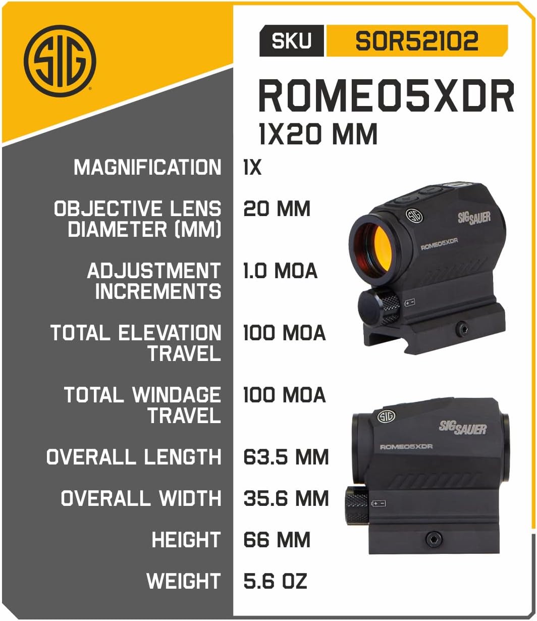 Sіg Sauer ROMEO5 XDR 1X20MM Compact 2 MOA Red Dot Sight, Black with Sіg Leather Patch Hat Bundle