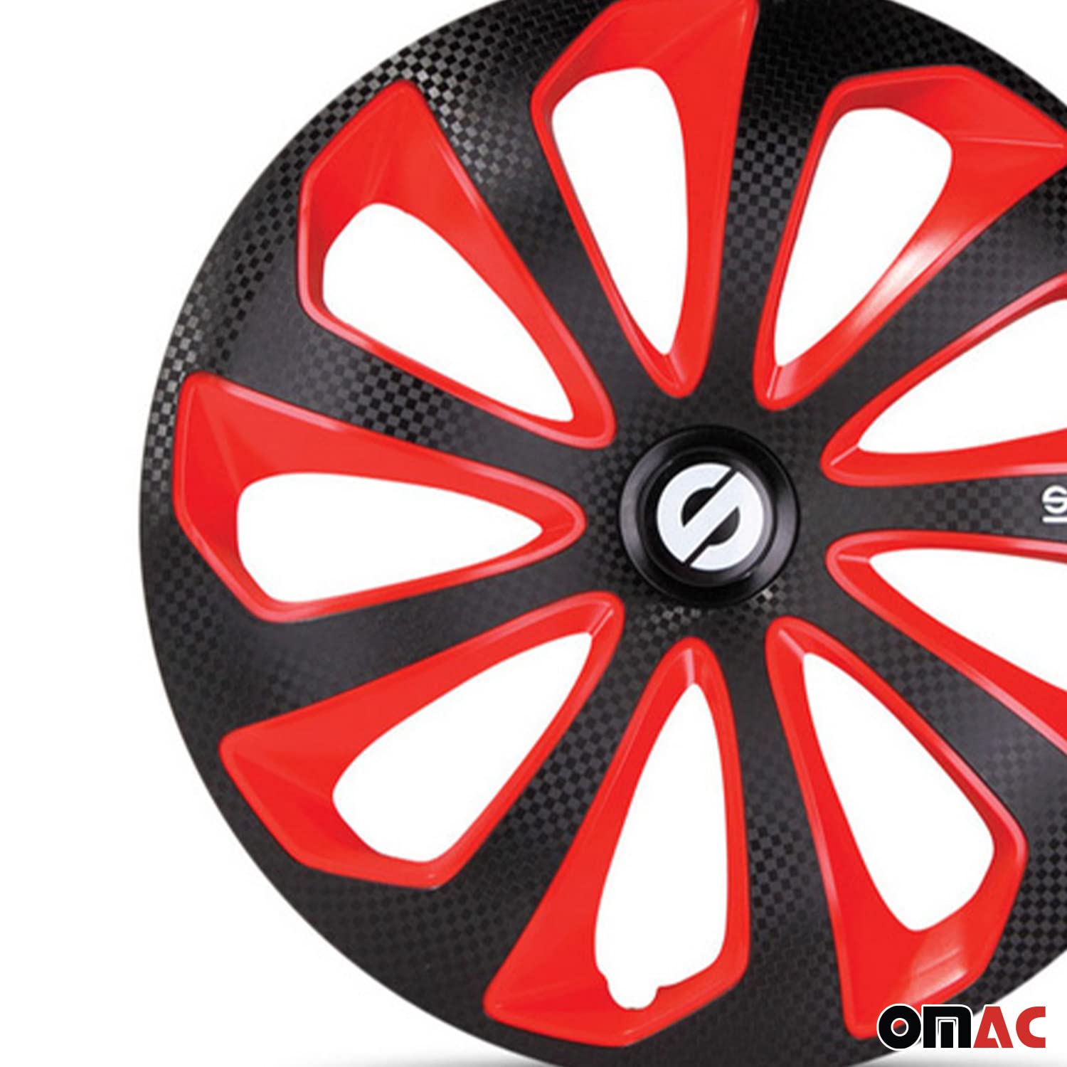 Sparco Jeu Enjoliveurs de Roues 14 Pouces Noir Rouge 4Pcs