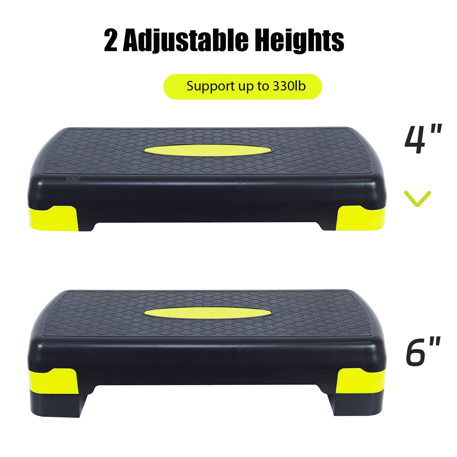 Stepper Aerobic Step de Fitness Hauteur Ajustable 10cm/15 cm, Home-Stepper, Stepbench avec Surface Antidérapante Planche aérobic pour Maison/Gym Exercice/Bureau