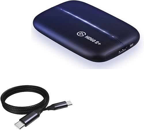BoxWave Cable compatible con Elgato HD60 S+ - Cable PD DirectSync (3 pies) - USB-C a USB-C (100 W), cable trenzado tipo C de carga y sincronización