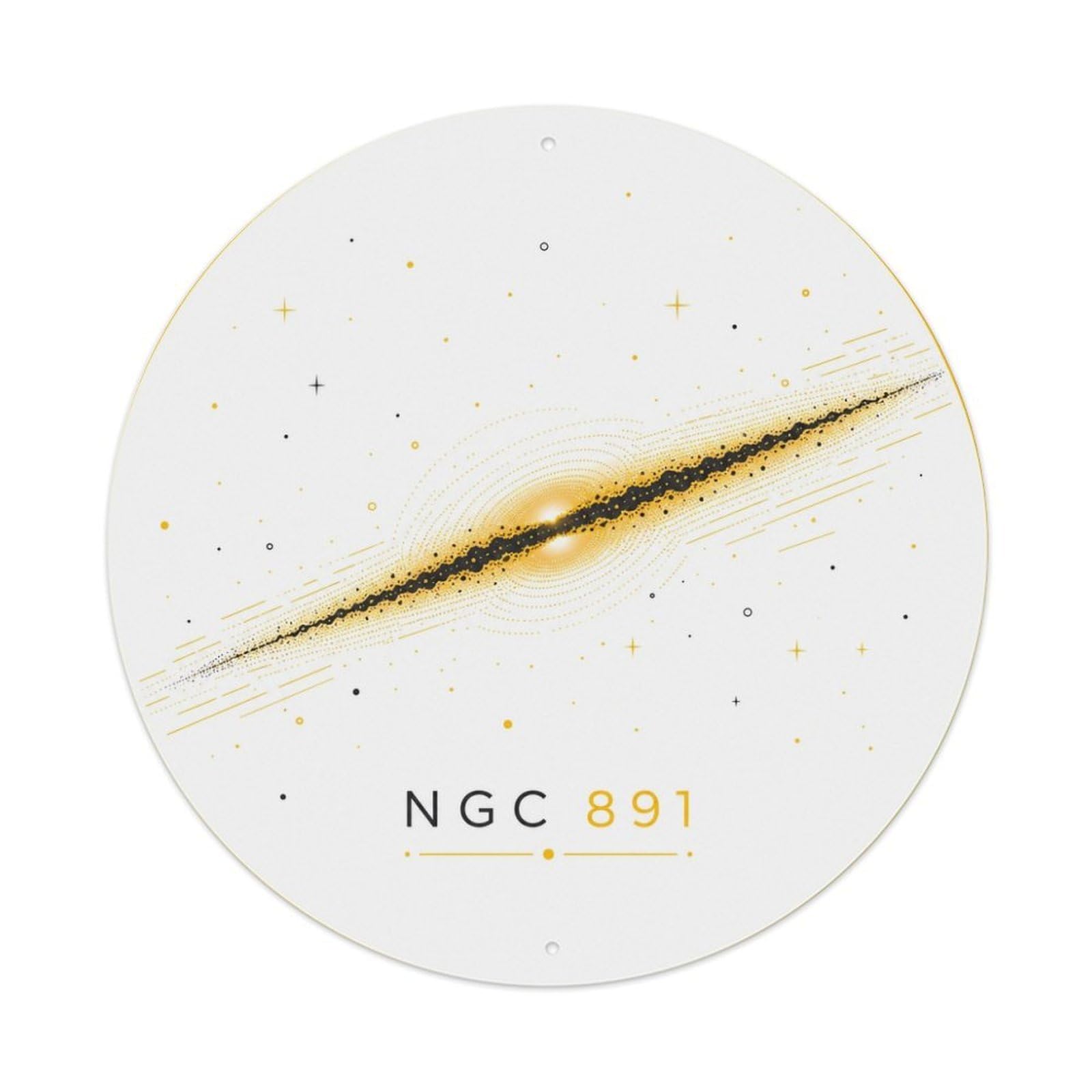 NGC 891 Galaxy Celestial Deep Space Starry Sky Astral Metal Tin Sign Plaque Wall Decor for Cafe, Man Cave, Club Bar, Office, Home Garden Round Metal Poster 8x8Inch
